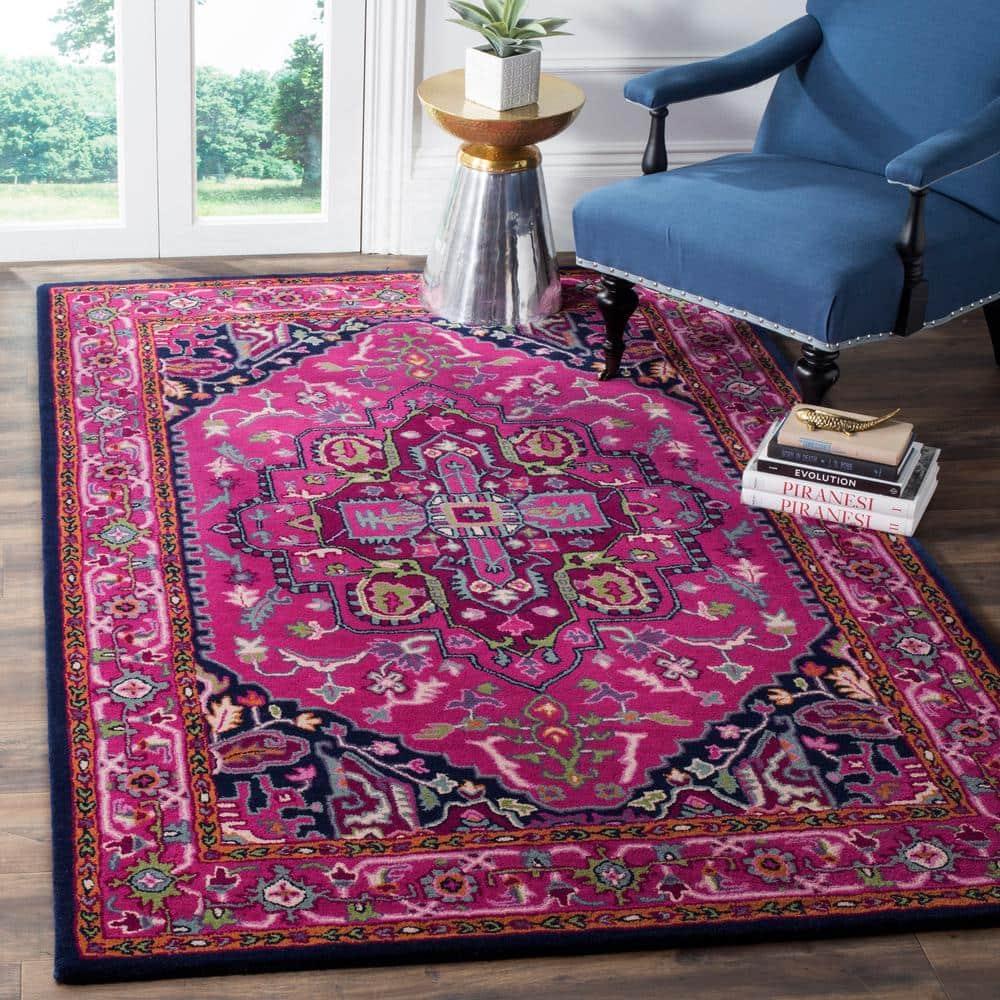 Bellagio BLG541 Hand Tufted Area Rug - Pink/Navy - 8'x10' - Safavieh.