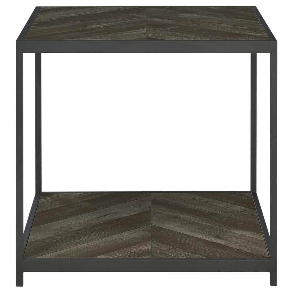 Beckley Wood End Table Gray Herringbone/Black - Coaster