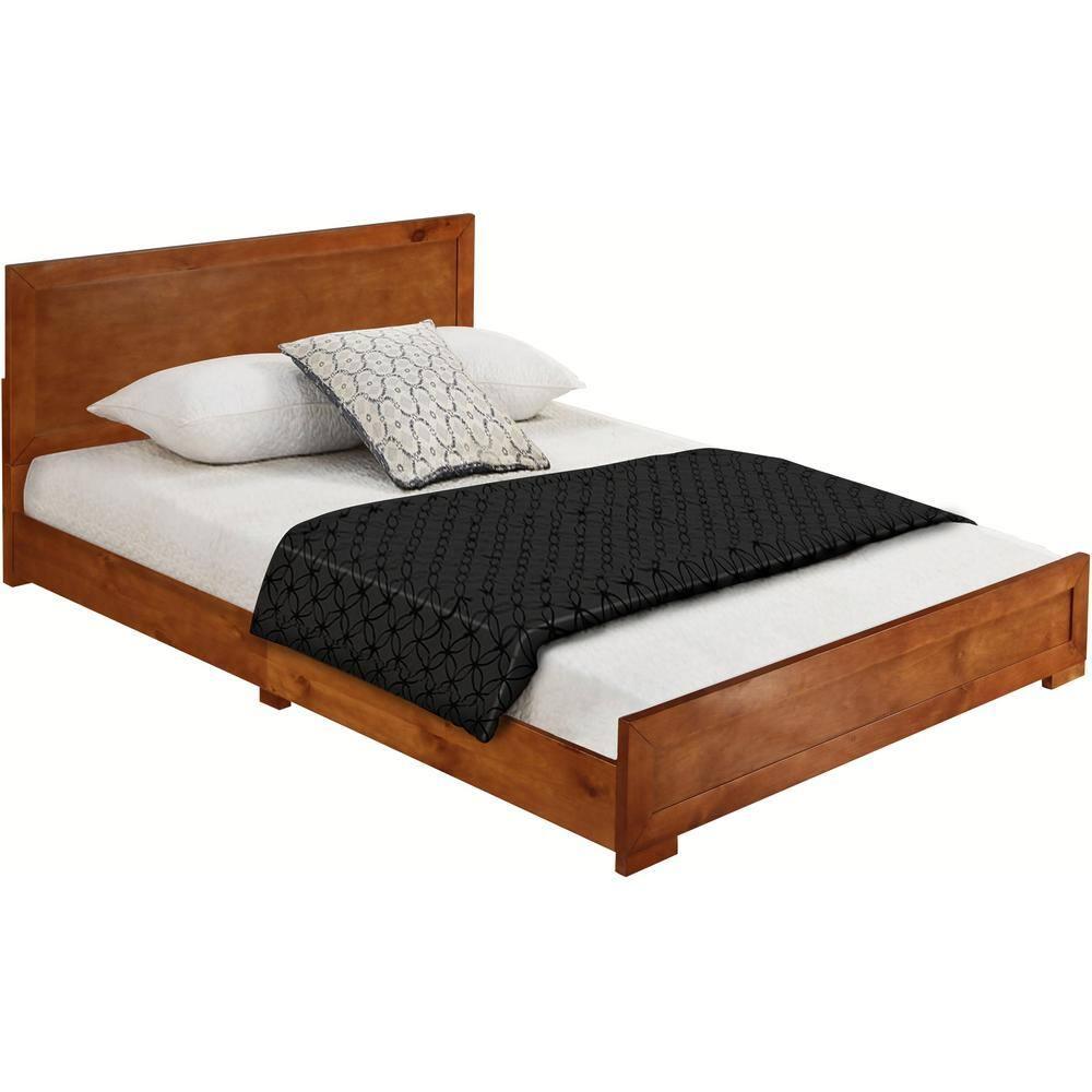 Wooden Platform Bed Frame - Full Size Bed with Headboard - Modern Bedroom Furniture