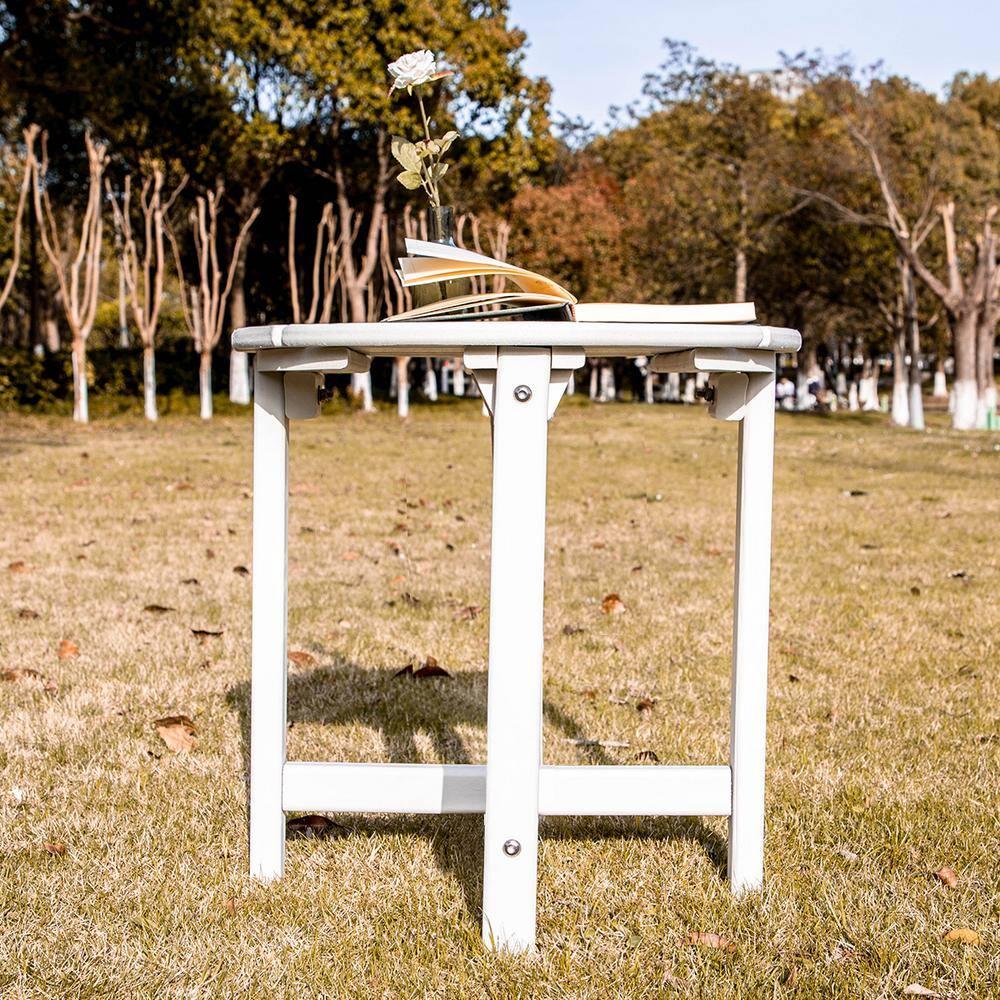 White Round Plastic Outdoor Adirondack Side Table