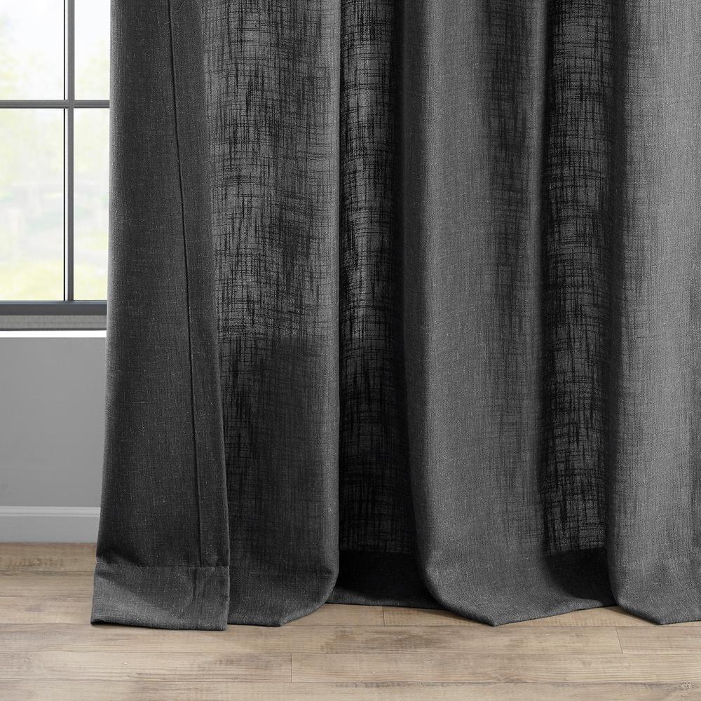 Slate Grey Heavy Faux Linen Curtain (1 Panel), Slate Grey, 50W X 96L