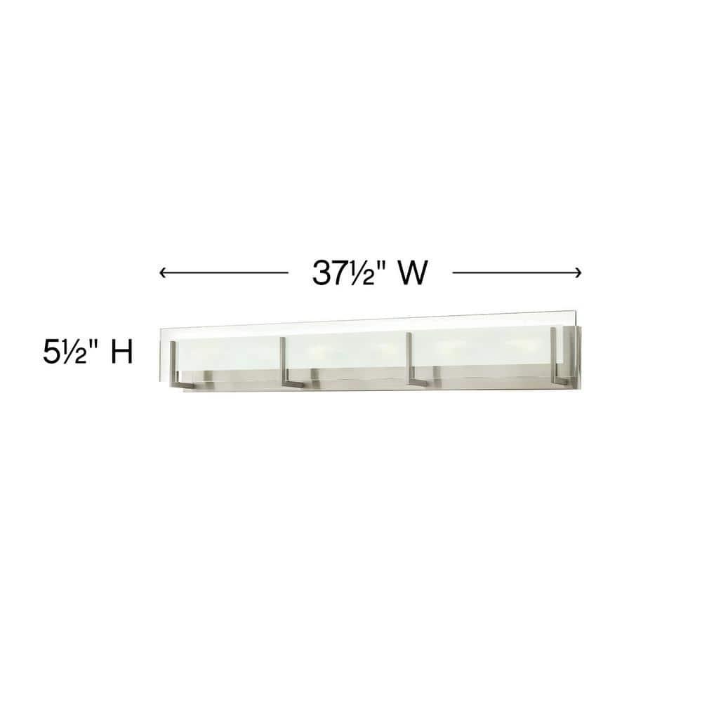 Latitude Sleek 6-Light Brushed Nickel Outdoor Bath Bar with Clear Etched Glass