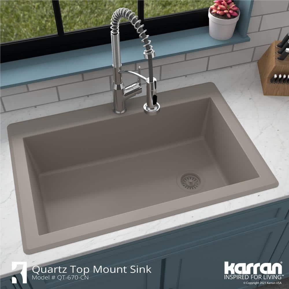 Karran Drop-in Quartz Composite 33'' X 22'' 1-Hole Single Bowl Kitchen Sink