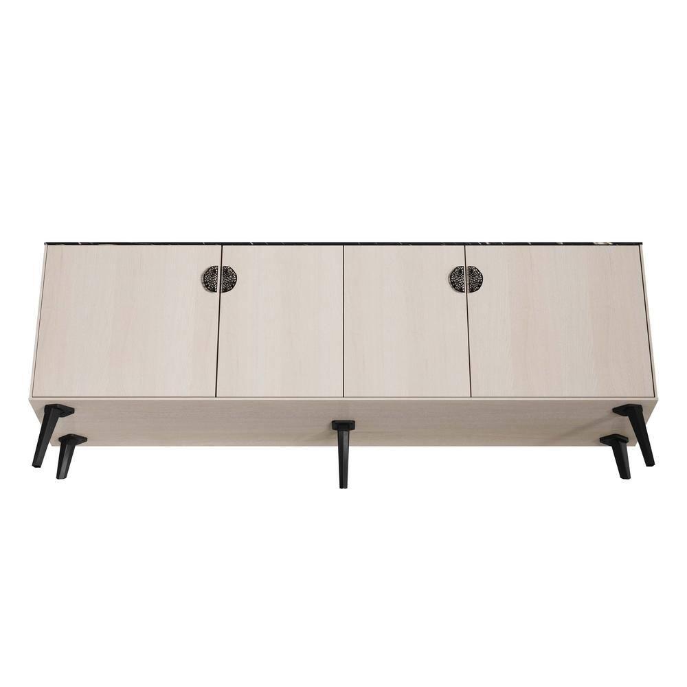 Manhattan Comfort 78.7" Haley Sideboard White/Black Marble