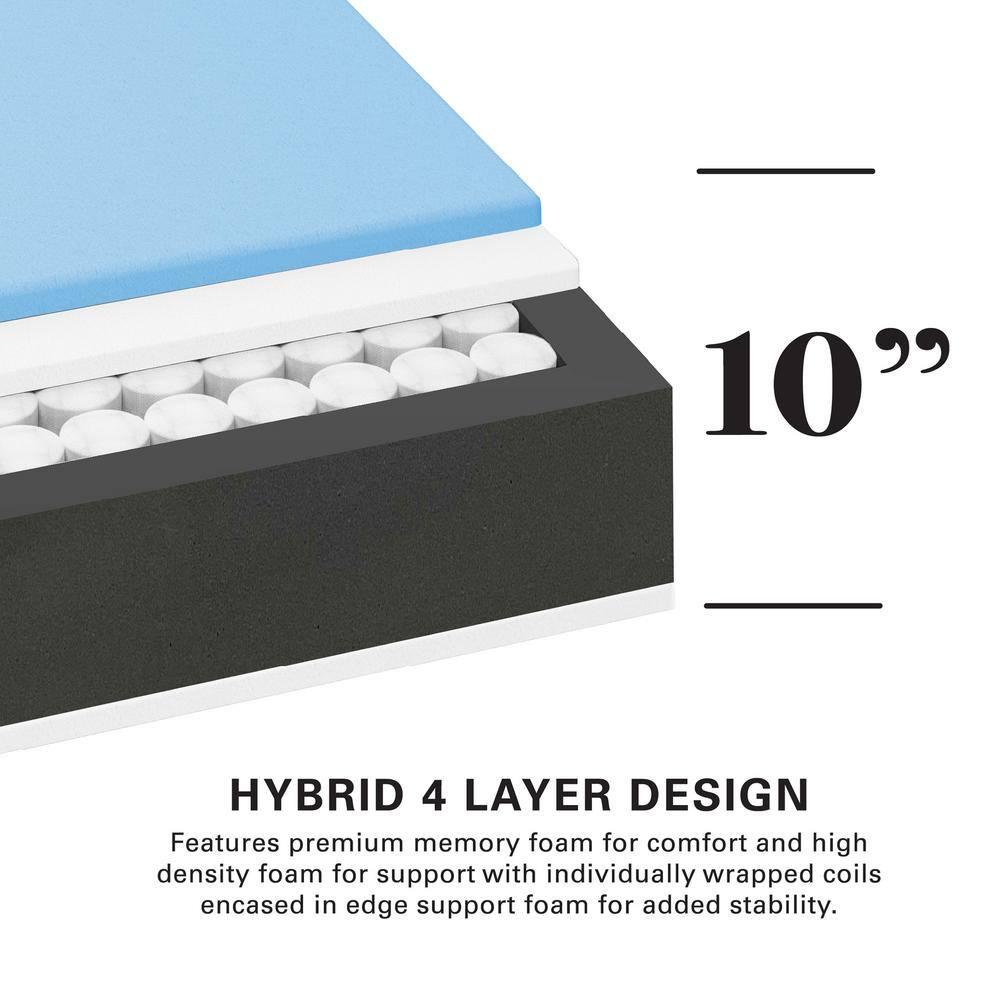 Imaginarium 10" Hybrid of Memory Foam and Coils Mattress with Antimicrobial Treated Cover, King