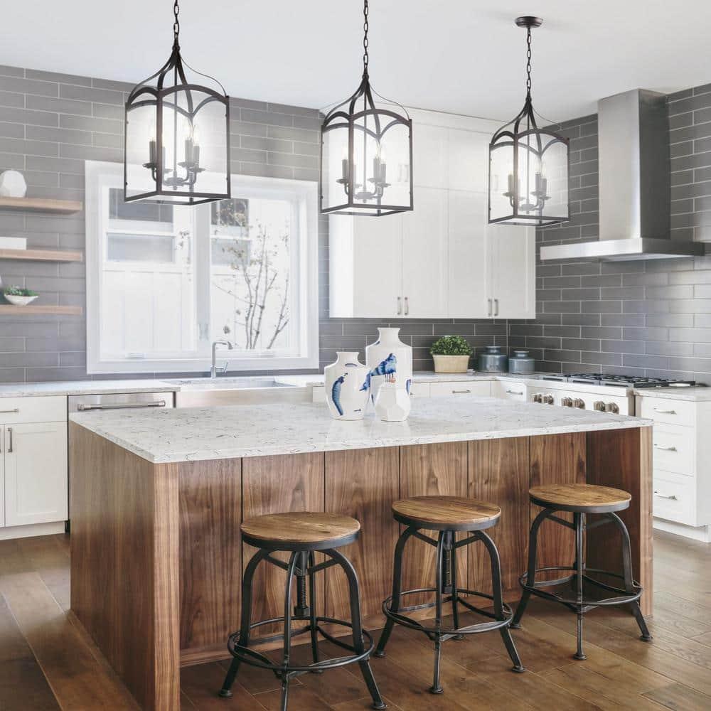 JONATHAN Y Ruth 11" 4-light Traditional Classic Lantern Metal/Glass LED Pendant, Oil Rubbed Bronze