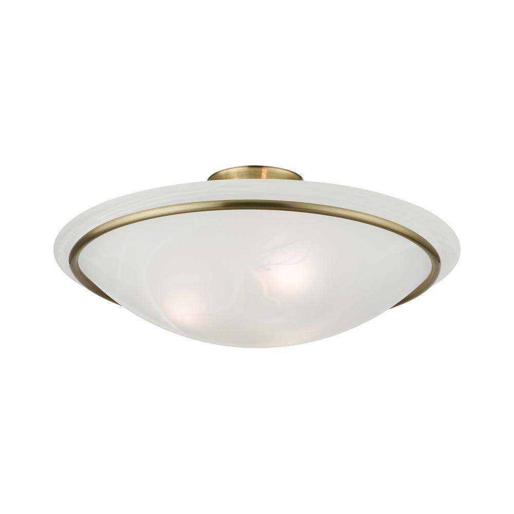 Livex Lighting Newburgh 3 - Light Semi-Flush Mount in  Antique Brass
