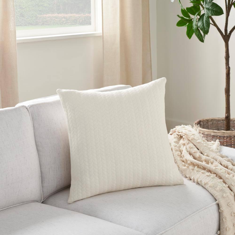 Nourison Life Styles Vertical Stripes Ivory 18" x 18" Throw Pillow Cover