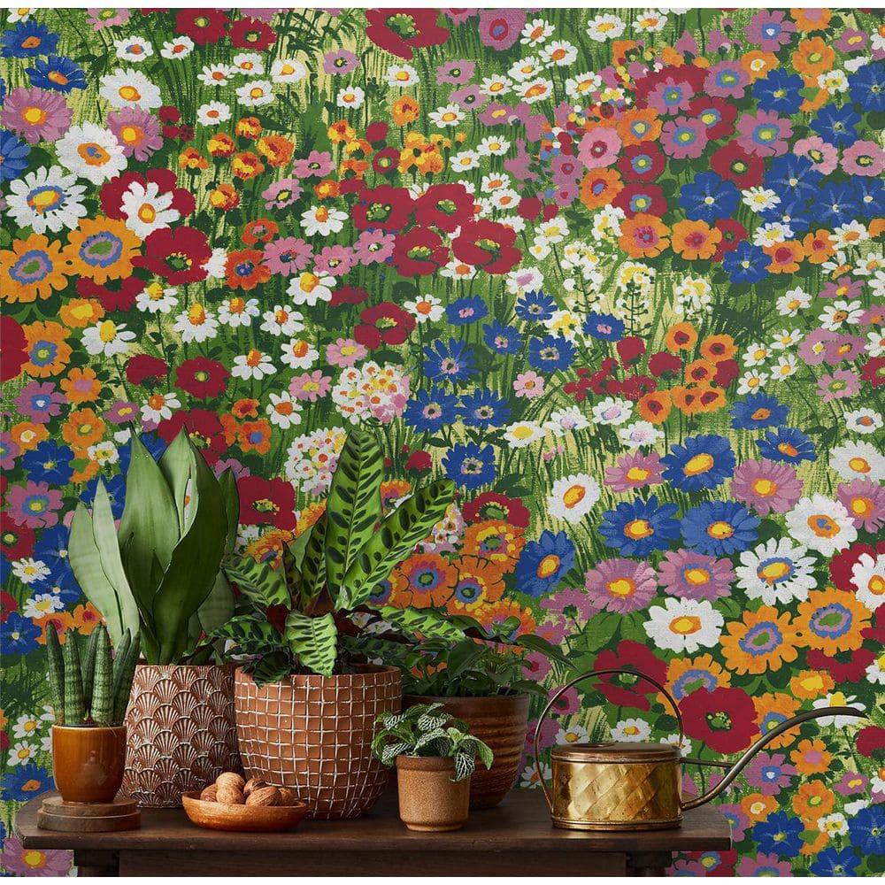 NextWall Floral Meadow Peel and Stick Wallpaper: Self-Adhesive Vinyl, Botanical Pattern, Smooth Finish, 30.75 Sq Ft Coverage