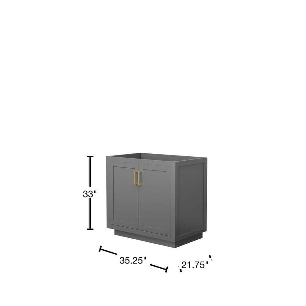 Miranda 36-Inch Dark Gray Bathroom Vanity with Brushed Gold Trim