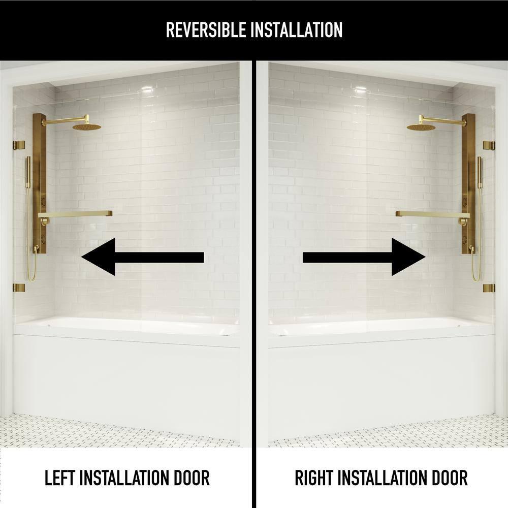 Rialto 34" W x 58" H Hinged Frameless Tub Door with with 5/16" Glass