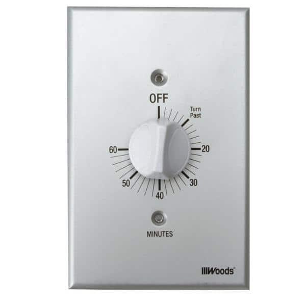 Woods 59719WD 60-Minute Spring Wound Timer with Gray Wall Plate