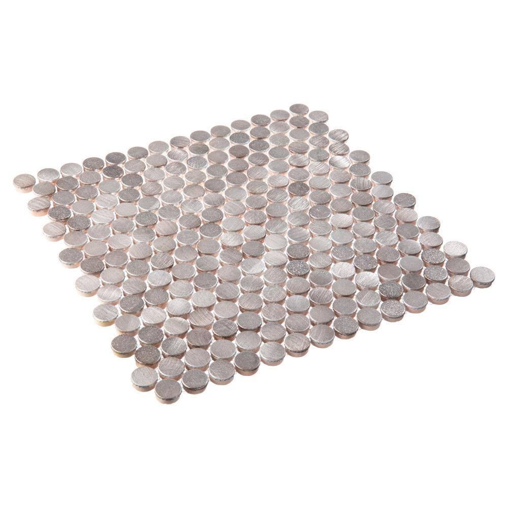 Orb 3/4" Metal Penny Round Mosaic Tile Shower Wall, Kitchen Backsplash and Wall Tile