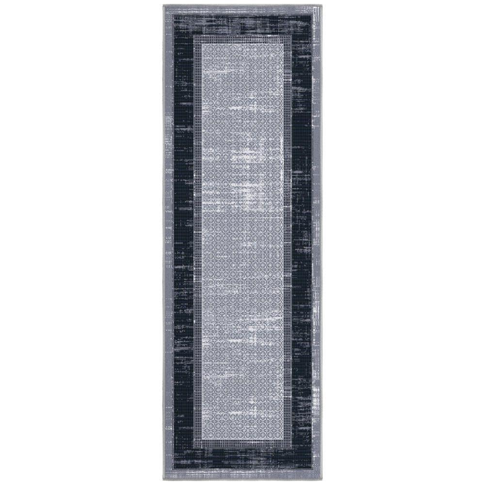 Non-Slip Bordered Area Rug For Living Room, Hallway Runner, Entryway Rug