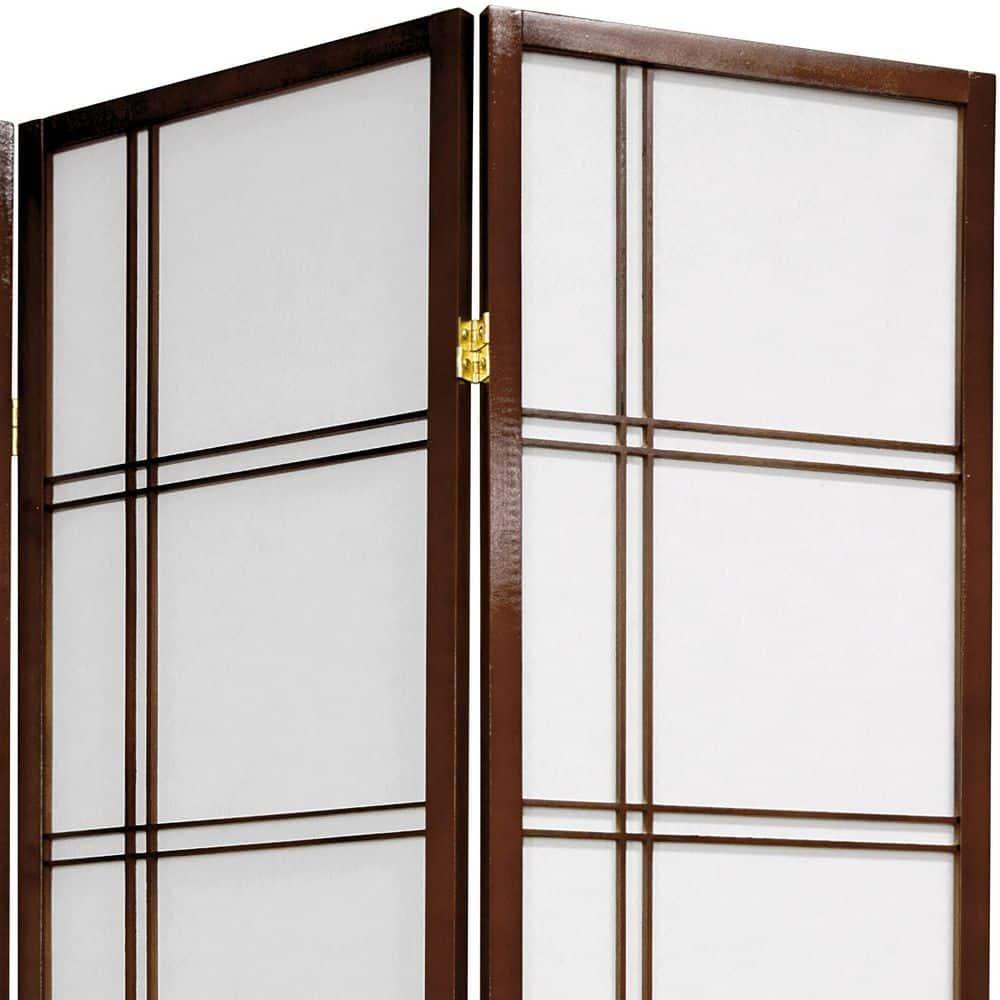 4 ft. Short Double Cross Shoji Screen - Walnut - 4 Panels