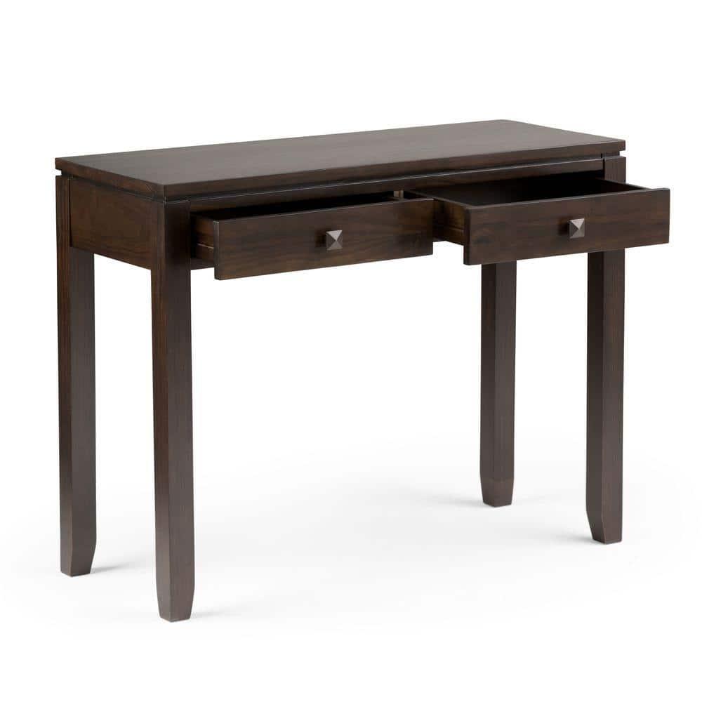 Simpli Home Cosmopolitan Solid Wood Console Table with 2 Drawers Mahogany Brown