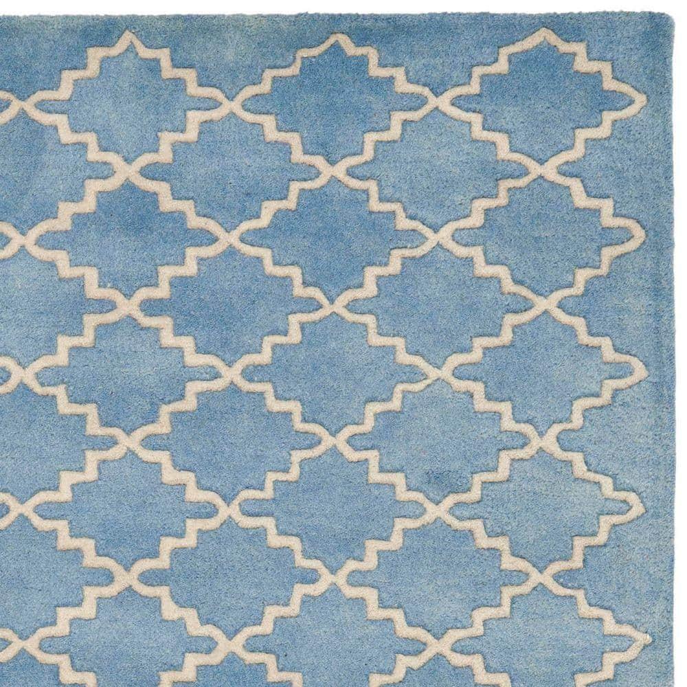 SAFAVIEH Chatham Dennis Geometric Wool Area Rug, Blue Grey, 5' x 8'