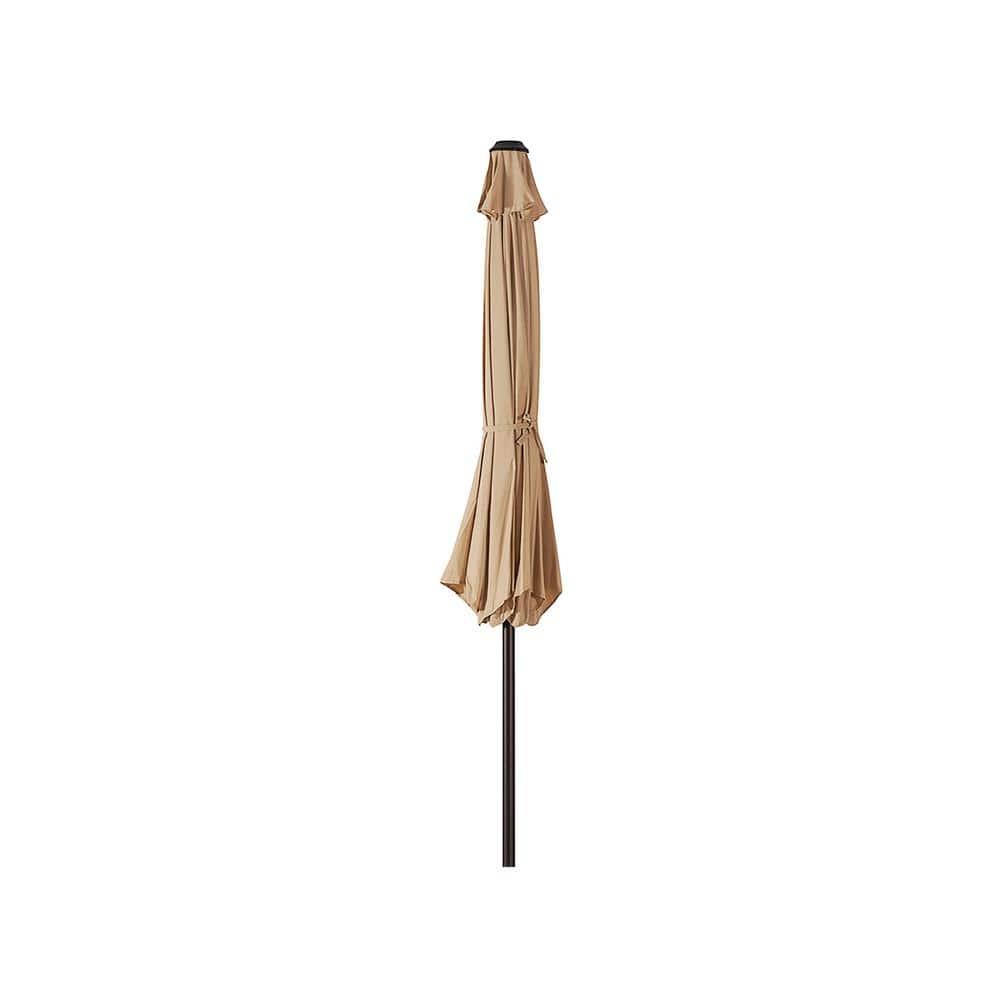 Fiji 9 ft. Outdoor Patio Half-Round Market Umbrella with Crank Lift in Beige