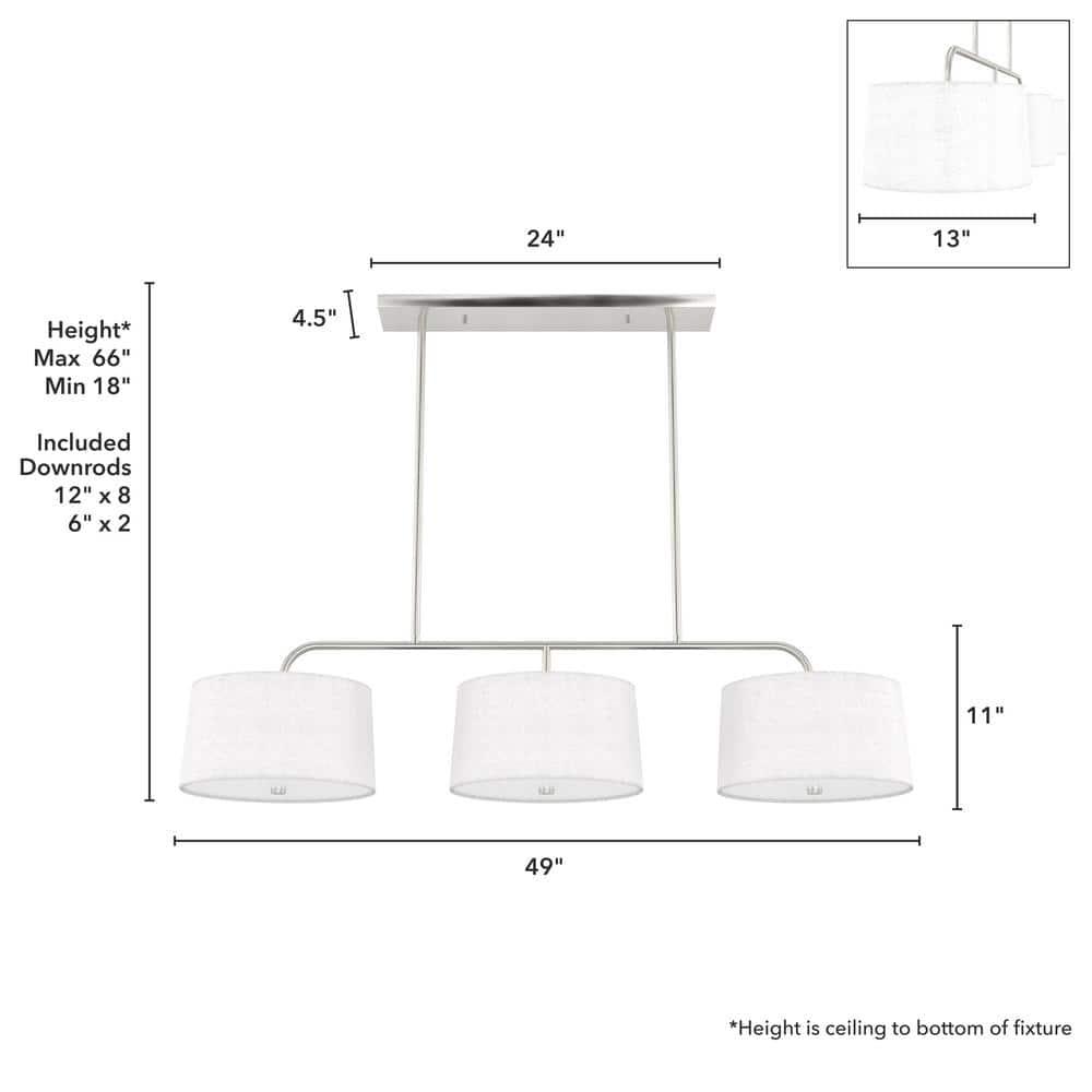 Cottage Hill 6 - Light Kitchen Island Shaded Linear Chandelier