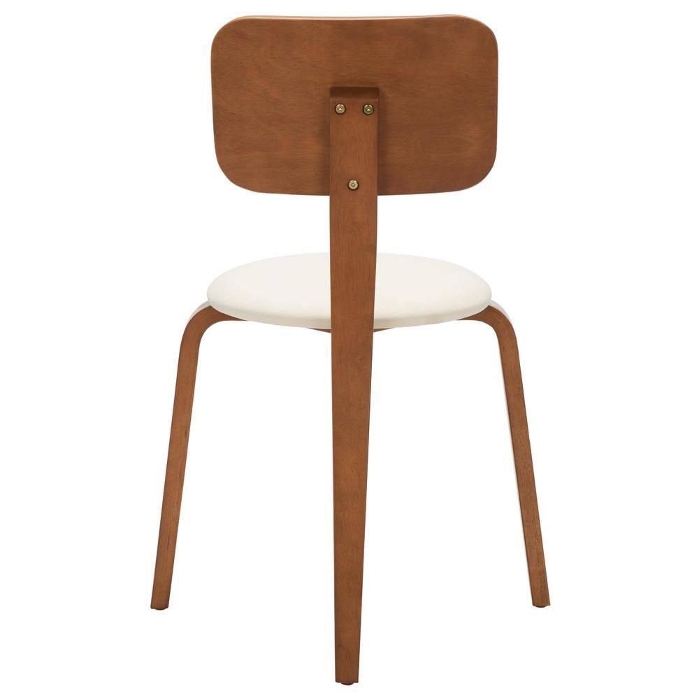 Jo Stackable Upholstered Dining Chairs (Set of 2) - DCH1010 - Walnut/Cream - Safavieh