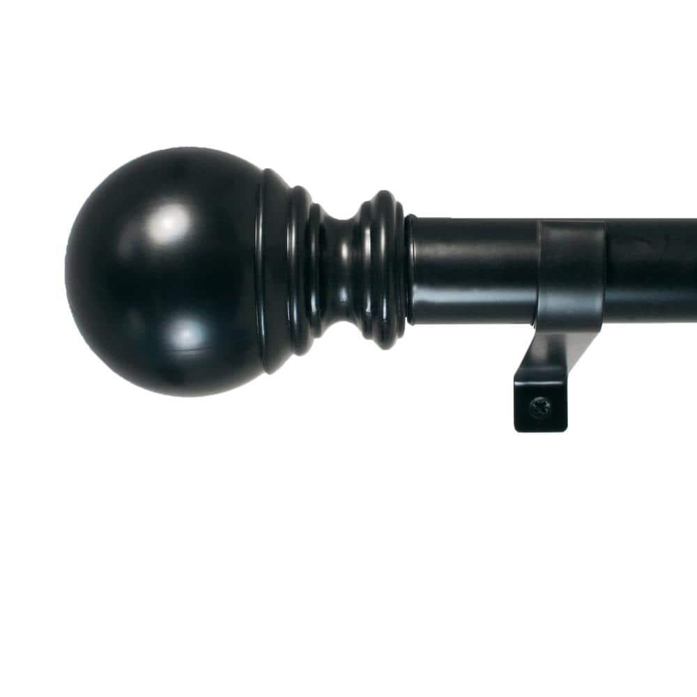 Decopolitan 1" Diameter Ball Telescoping Drapery Rod Set 18-36" Black