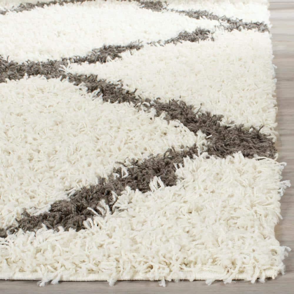 Dallas Shag SGD257 Power Loomed Indoor Area Rug - Ivory/Dark Grey - 6'x6' - Safavieh.