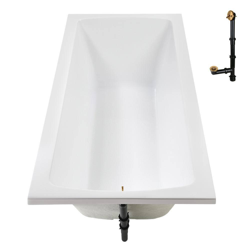 60'' x 32'' Acrylic Soaking Drop-In Bathtub, Drain Included