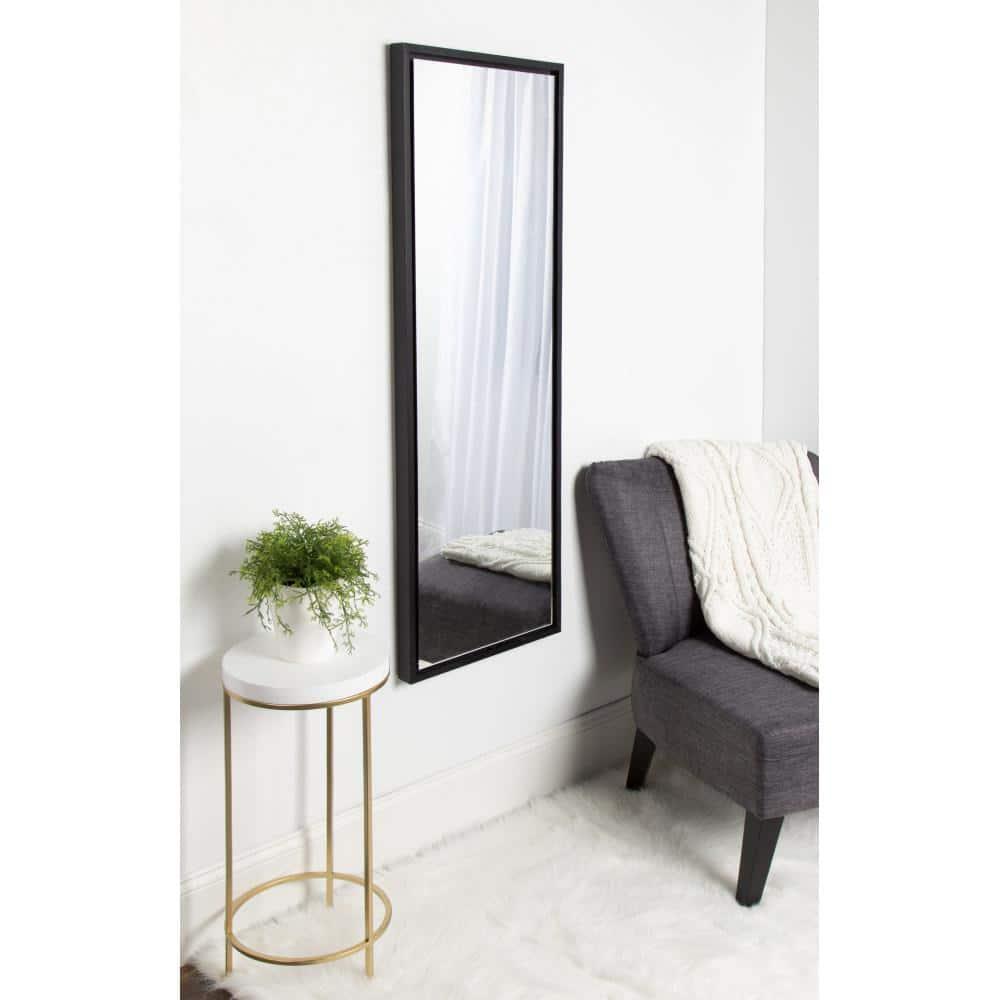 16" x 48" Evans Framed Wall Panel Mirror Black - Kate and Laurel: Contemporary Full Body, Floating Design, Easy Mount