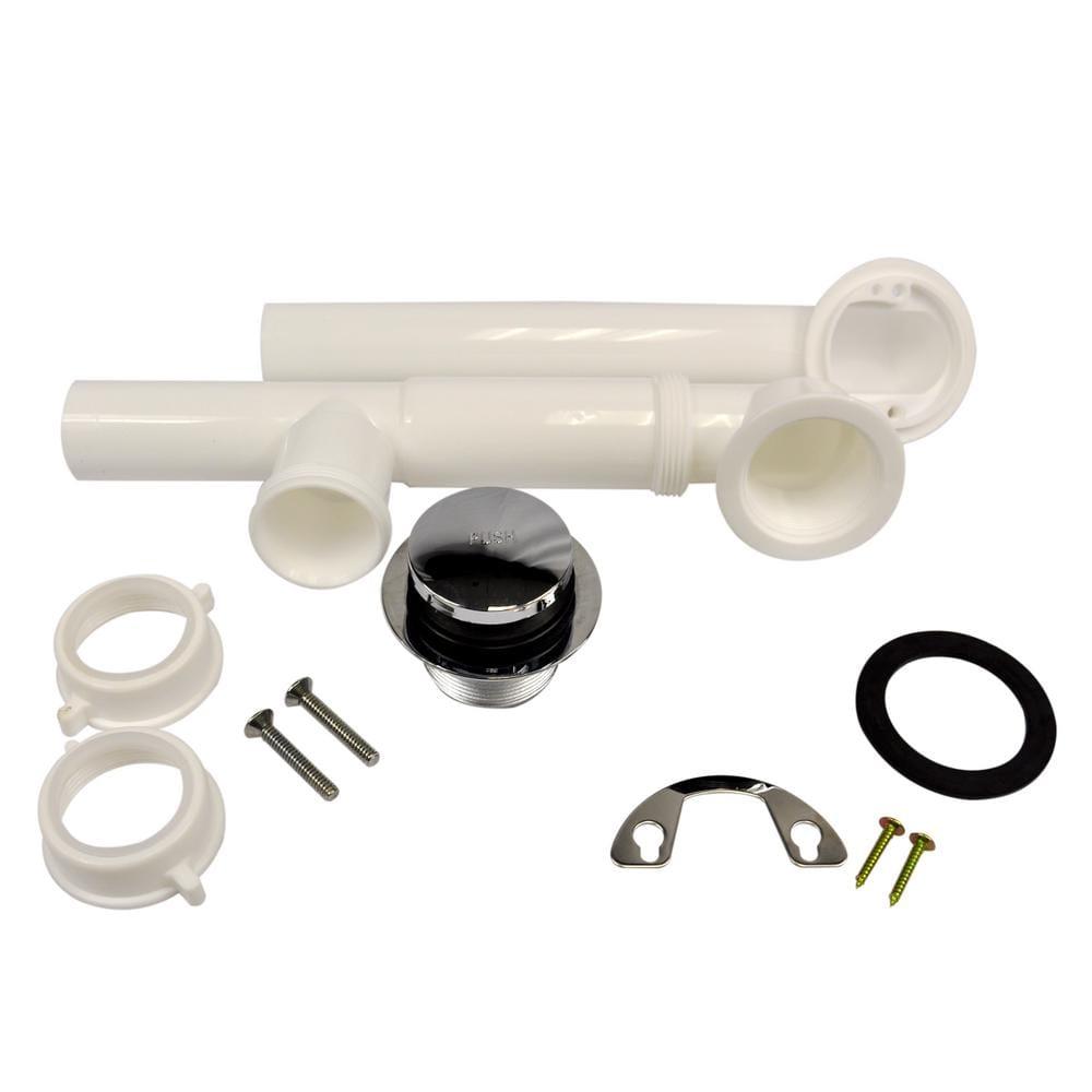 Chrome Plastic Tub and Shower Drain Kit with Touch-Toe Stopper