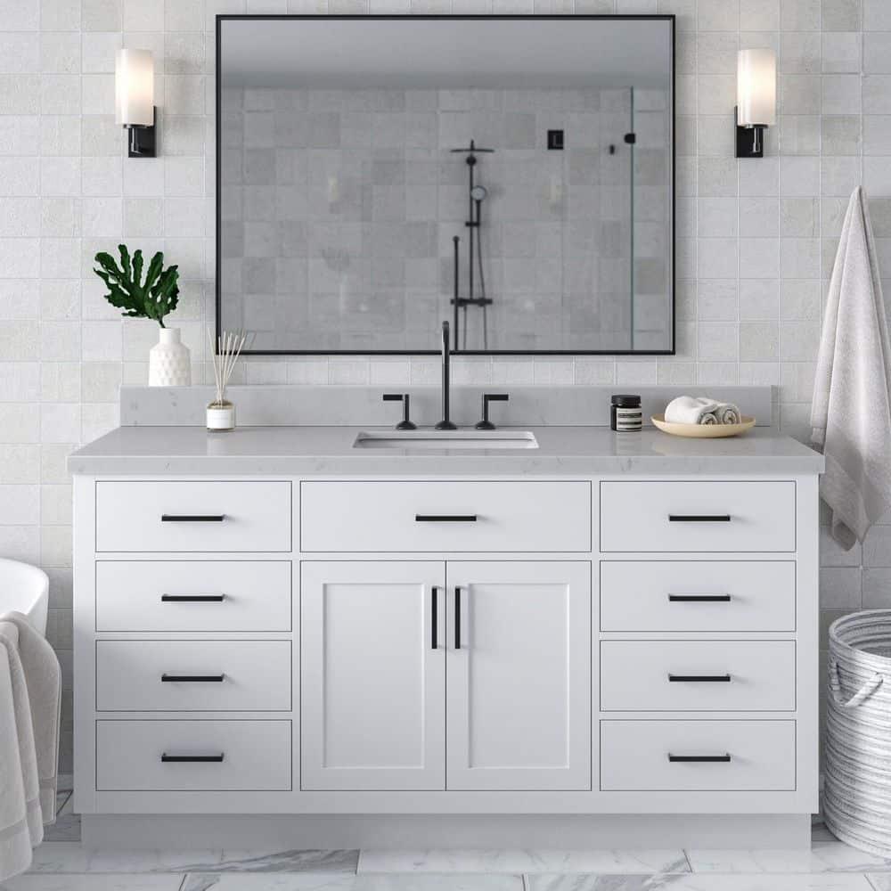 Ariel T066s-Bc Hepburn 66" Single Free Standing Vanity Cabinet Only - White