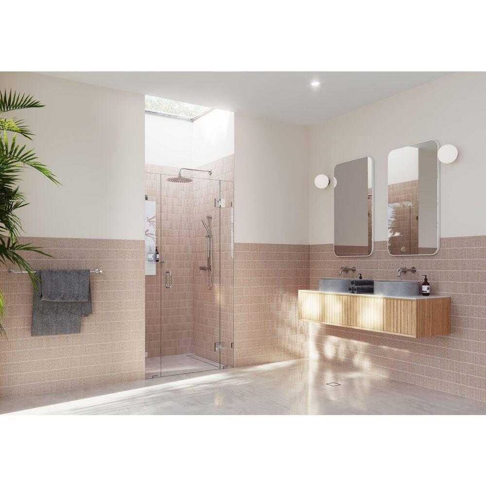 Stellar 36.5 in. x 78 in. Fully Frameless 3 Panel Inline Hinge Shower Door