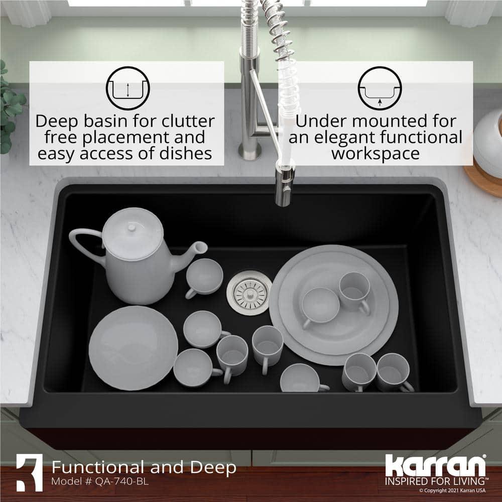 Karran Farmhouse/Apron-Front Quartz Composite 34'' X 21-1/4'' Single Bowl Kitchen Sink
