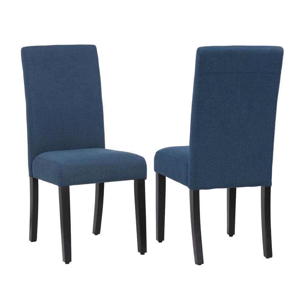 Polytrends Grandview Upholstered Linen Fabric Dining Chair (Set of 2) Navy Modern & Contemporary, Traditional