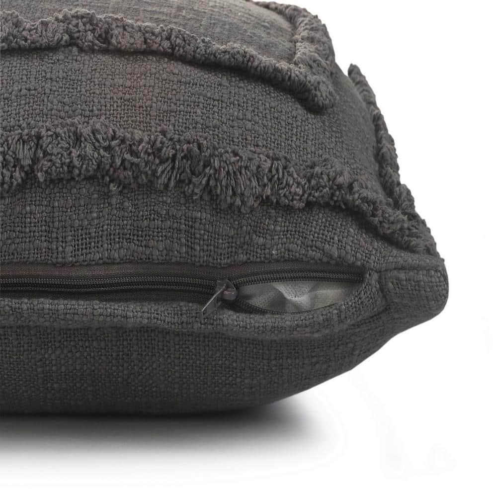 Ox Bay Modern Tufted Solid Throw Pillow, 20" x 20", Gray