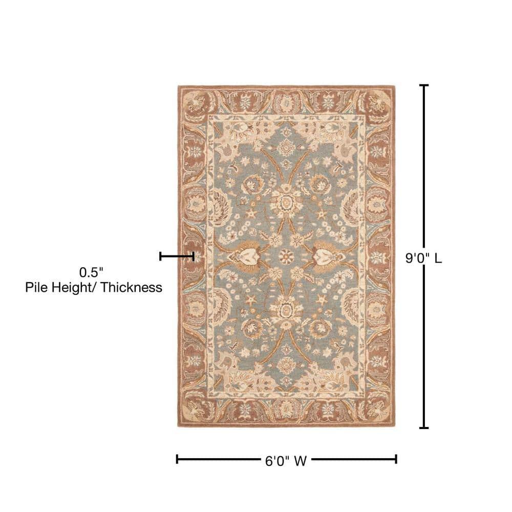 Anatolia AN558 Hand Tufted Indoor Area Rug - Teal/Camel - 6'x9' - Safavieh