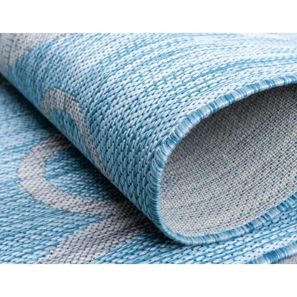 Unique Loom 9' 0 x 12' 2 Rectangle Indoor/Outdoor Botanical Light Aqua Area Rug