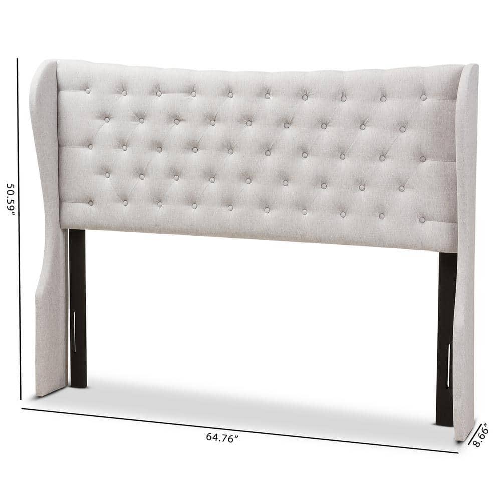 King Cadence Modern and Contemporary Fabric Button Tufted Winged Headboard Gray - Baxton Studio