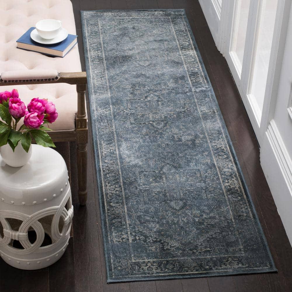 Vintage VTG114 Power Loomed Indoor Skid-Resistant Runner Rug - Blue - 2'2"x8' - Safavieh