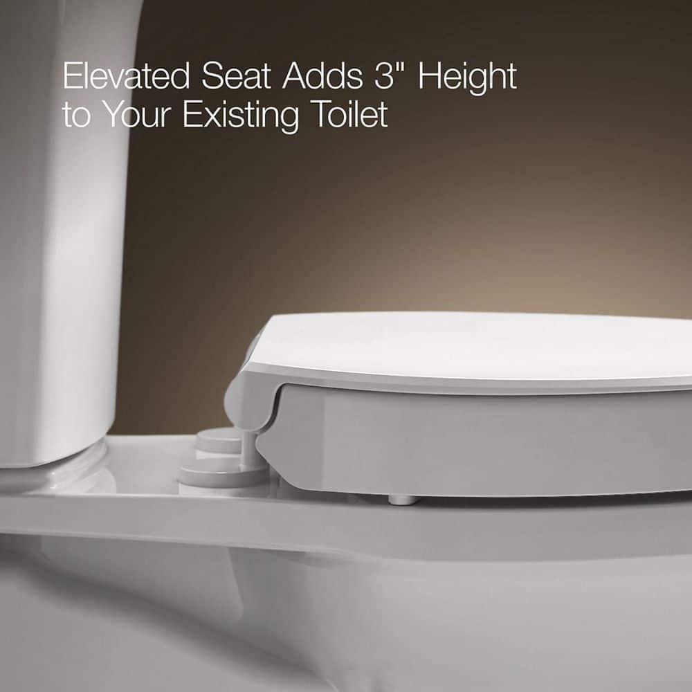 Hyten Elevated Toilet Seat with Quiet-Close Lid and Seat and Grip-Tight Bumpers