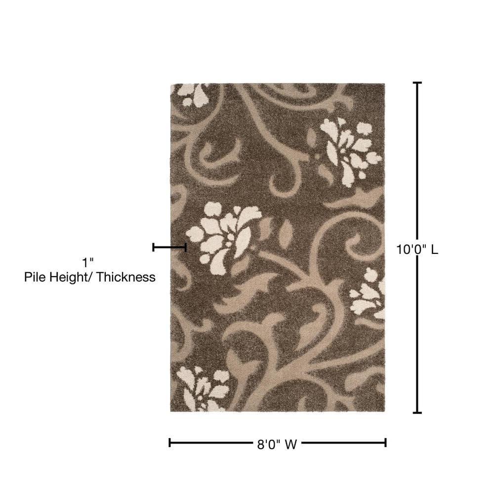 Florida Shag SG464 Power Loomed Indoor Area Rug - Smoke/Beige - 8'x10' - Safavieh.