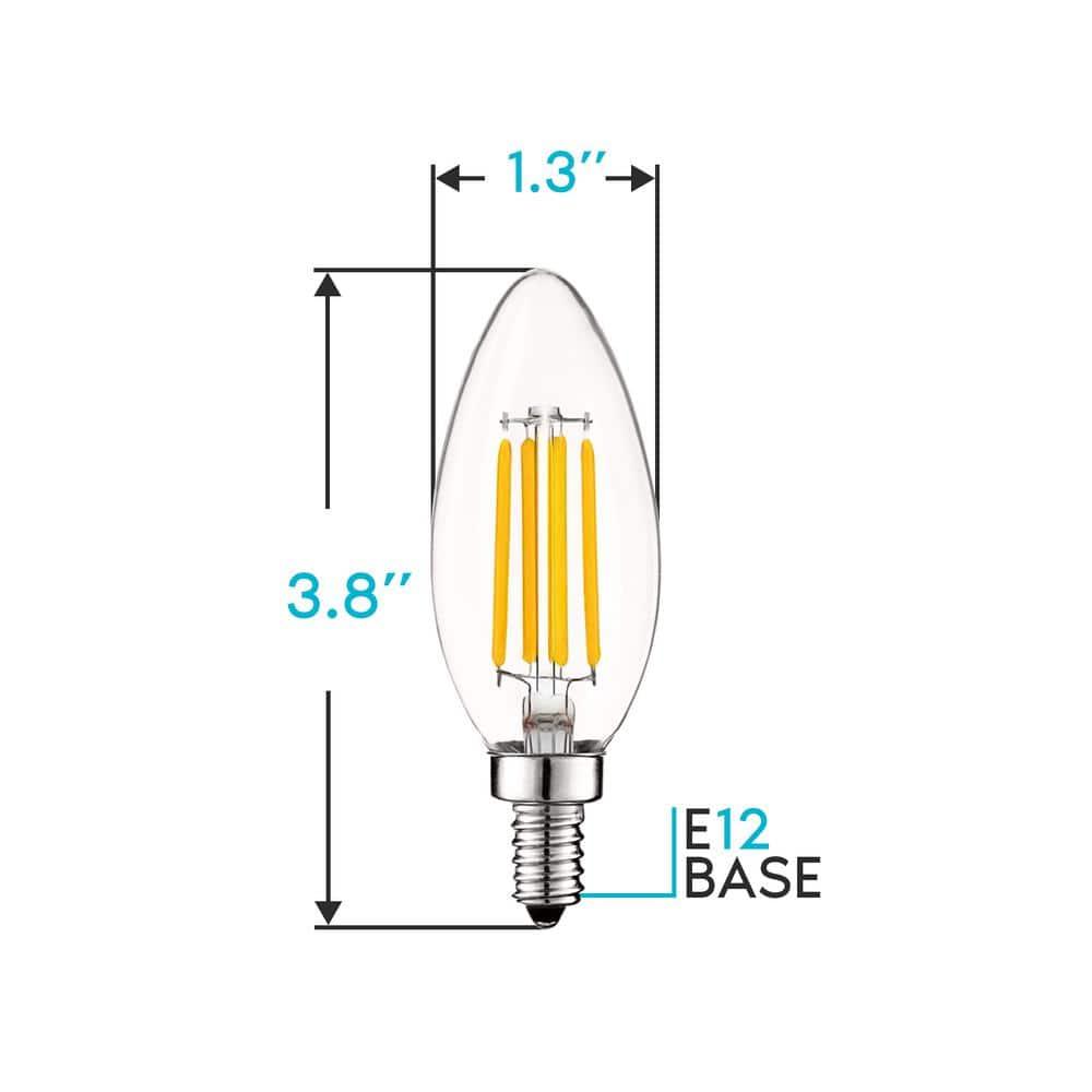 Luxrite 5W E12 Vintage Candelabra LED Dimmable Light Bulbs, 60W Equivalent 2700K Warm White, 550 Lumens, Blunt Tip, 24-Pack