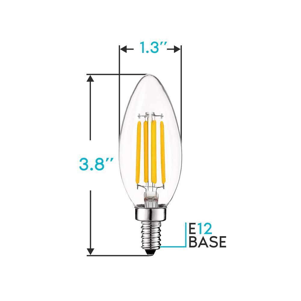 5 Watt (40 Watt Equivalent), B11 LED, Dimmable Light Bulb, E12/Candelabra Base