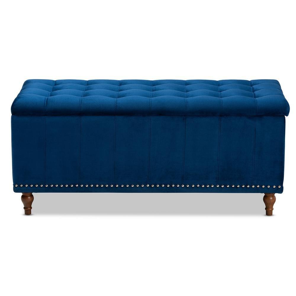 Kaylee Velvet Upholstered Button Tufted Storage Ottoman Bench: Elegant Bedroom & Living Room Decor - Baxton Studio