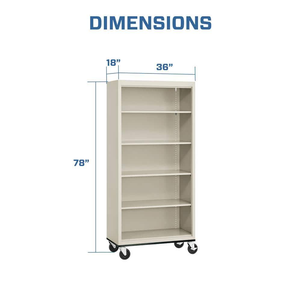 Sandusky Lee 36" W x 18" D x 78" H Steel Mobile Bookcase with 4 Adjustable Shelves by Sandusky