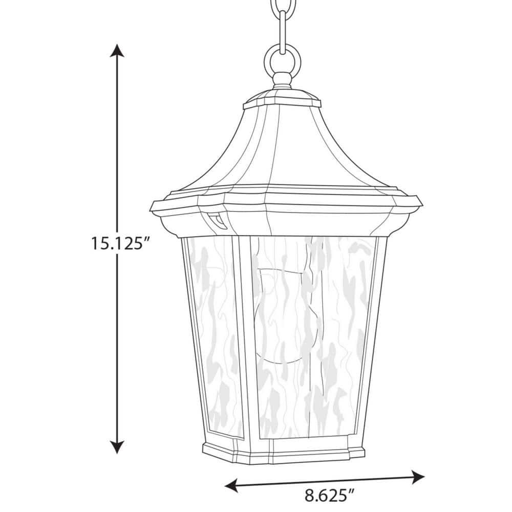 Black Glass Hanging Lantern with Water Glass Shade
