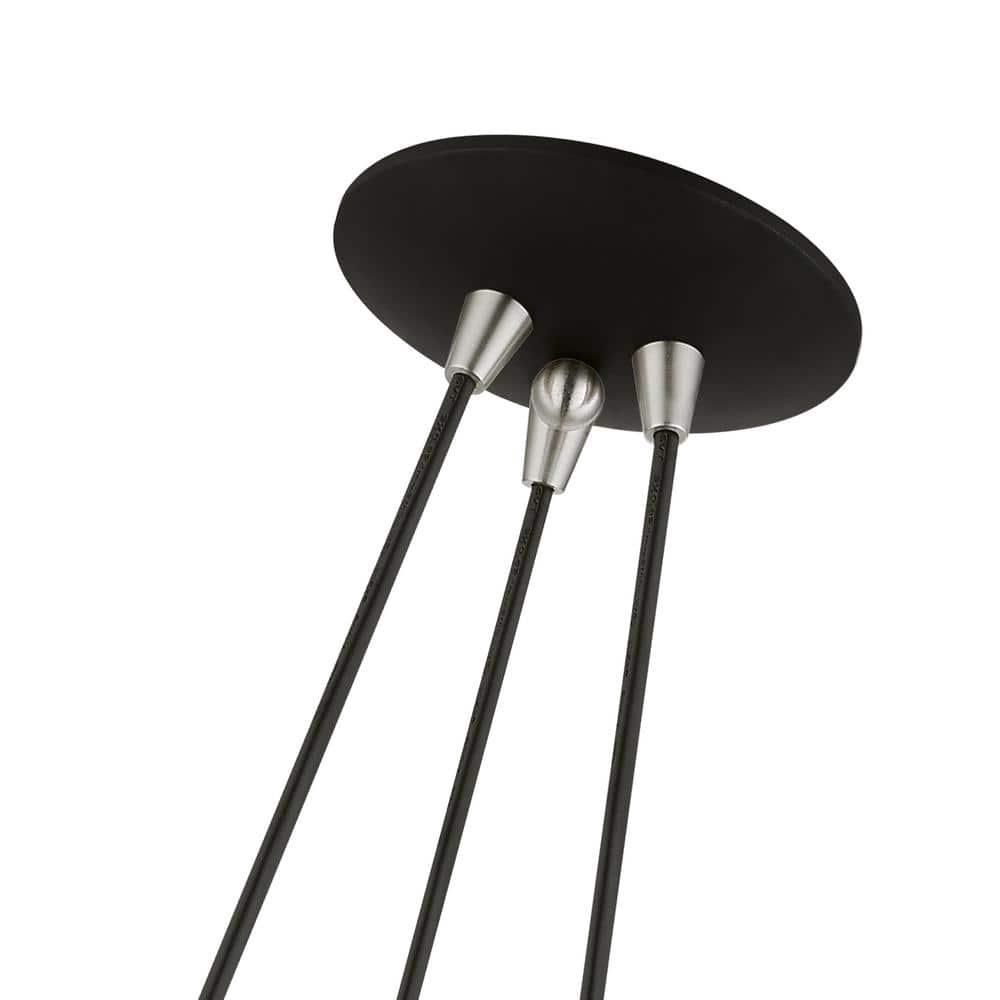 41083-04-Livex Lighting-Waldorf - 3 Light Cluster Pendant In Mid Century Modern Style-18.5 Inches Tall and 20.5 Inches Wide-Black Finish