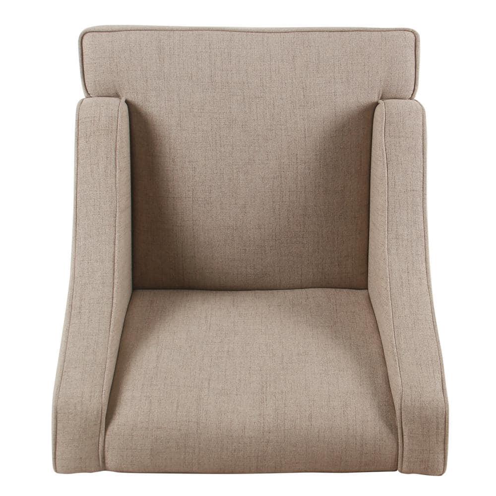 HomePop Classic Swoop Arm Accent Chair Tan: Upholstered Polyester, Foam-Filled, Plywood & Hardwood Frame