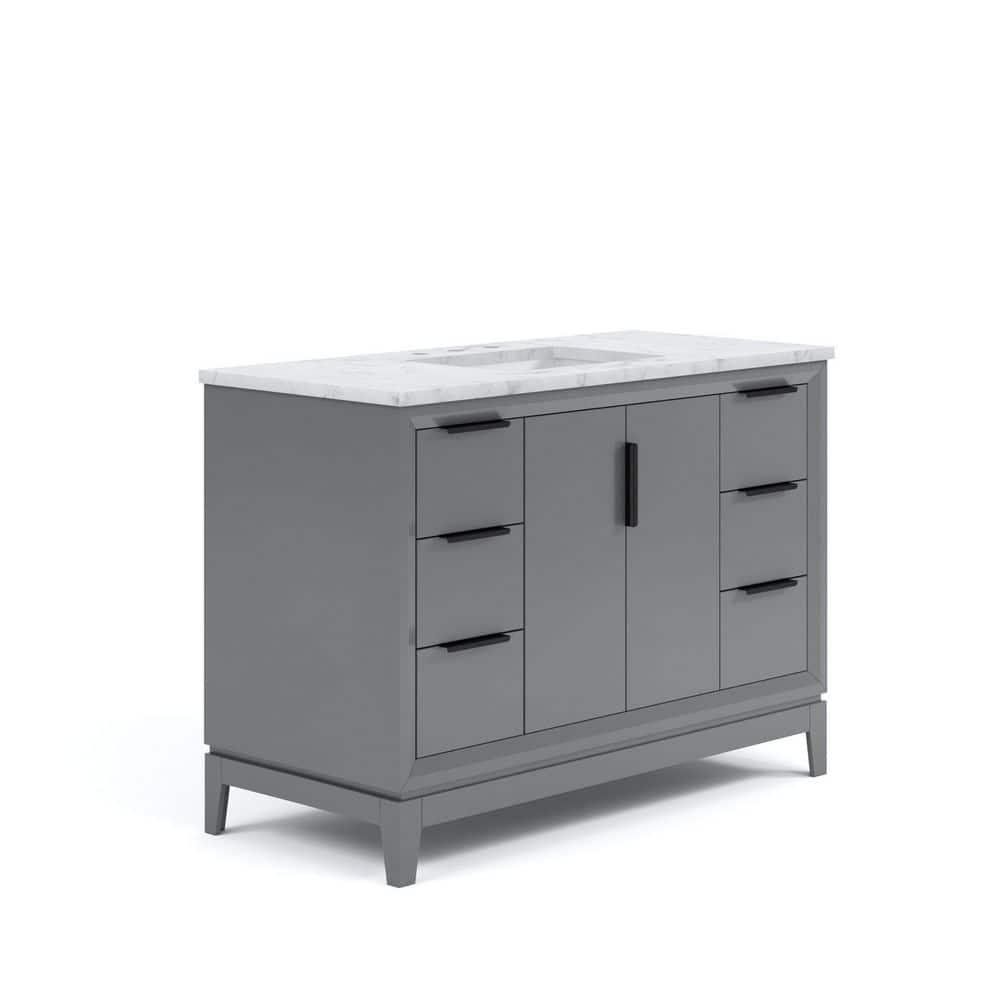 Water Creation Elizabeth 48" Wood Single Bathroom Vanity in Cashmere Gray/Bronze
