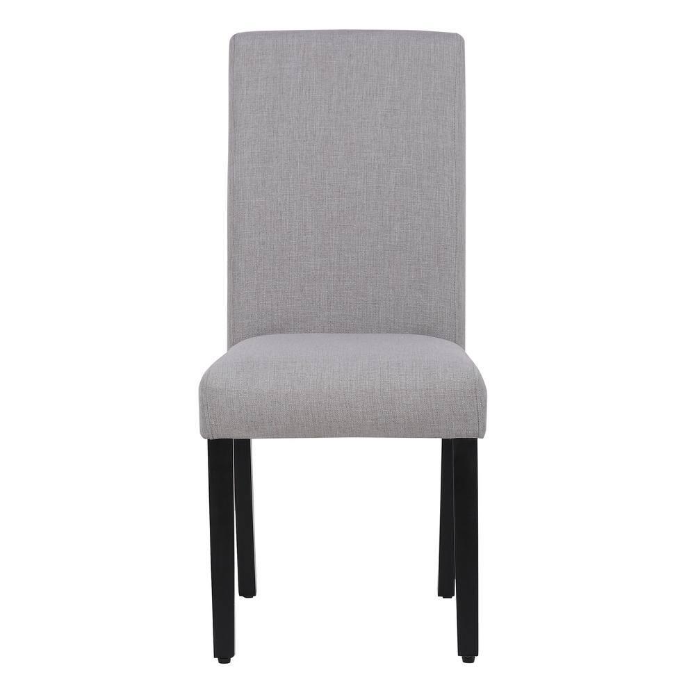 High Gray Upholstered Parsons Side Chair with Linen and Wood