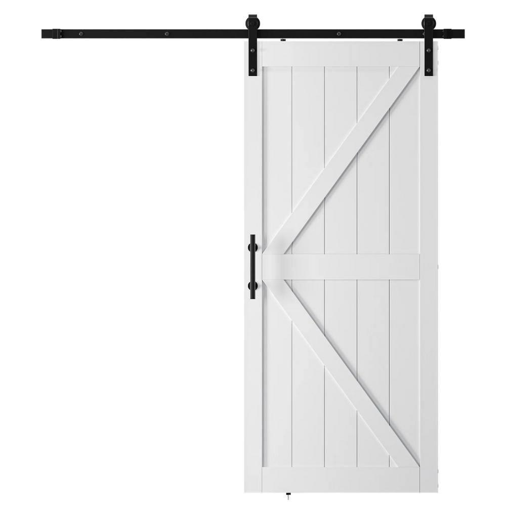 LDB_BUILDING Manufactured Paneled Wood Prefinished Barn Door with Installation Hardware Kit